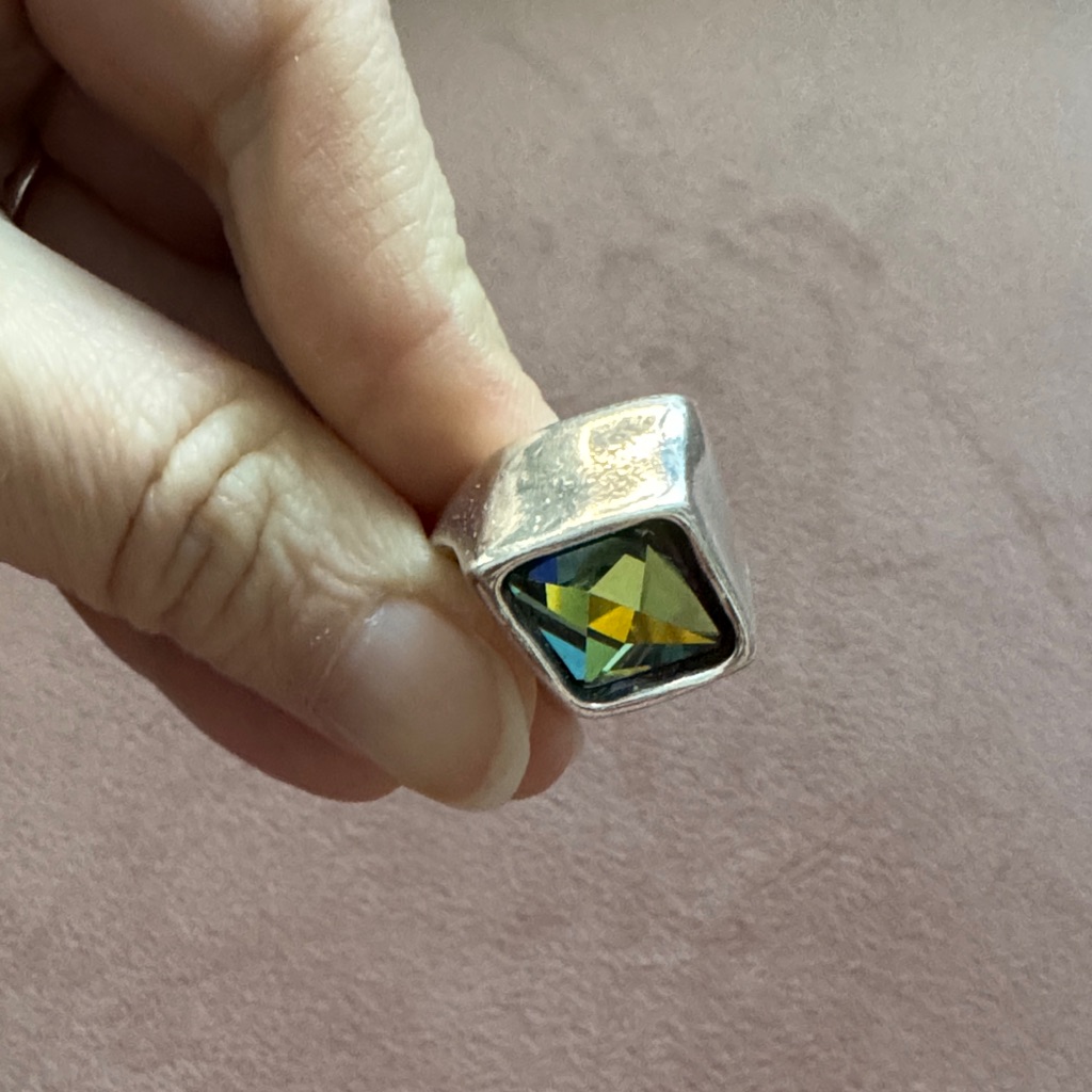 Silver Ring With Multicolor Gemstone